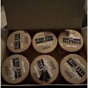 Box Of 6 NEW KISS COLORS & CARE Edge Fixer Gel, Max Hold Sweet Peach, 1.01 fl oz